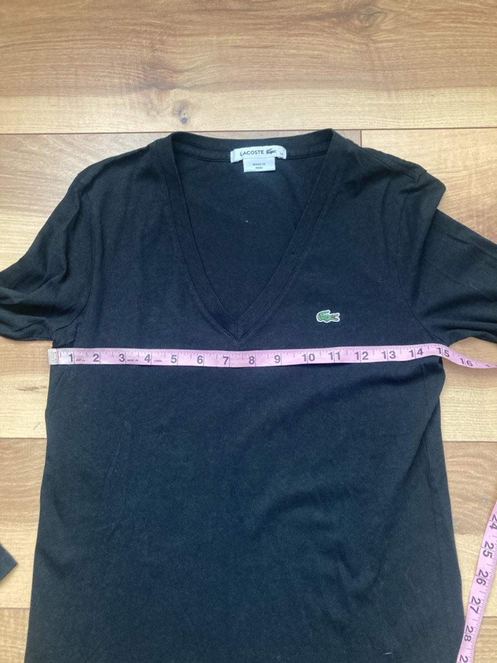 Lacoste Black V-Neck Cotton Long Sleeve Tee - Picture 4 of 8